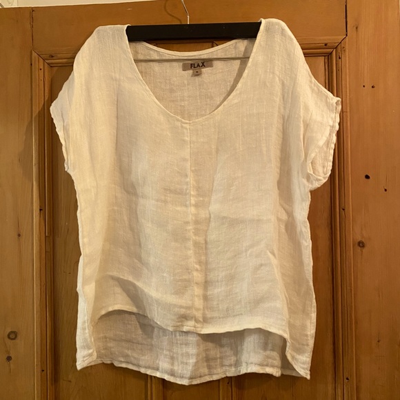 FLAX linen t shirt white wm sz S NWOT - Picture 2 of 5